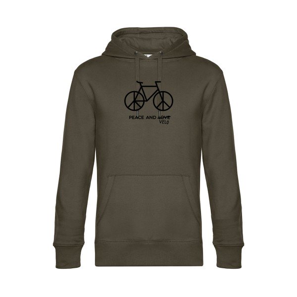 Peace-and-velo sweat shirt original Khaki flex Noir impression Face