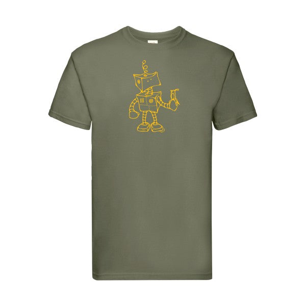 T-shirt|Robot & Bird |flex jaune Or| Fruit of the loom 205 g 