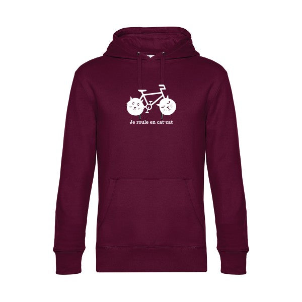 cat-cat-bike sweat shirt original Burgundy flex Blanc impression Face