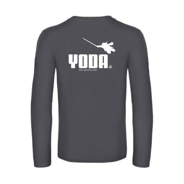 yoda - t shirt- manches- longues- original- humour- Dark Grey impression Dos