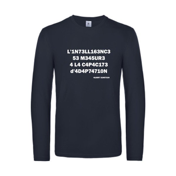 l -intelligence - t shirt- manches- longues- original- humour- Navy impression Face