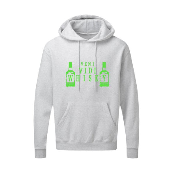 VENI VIDI WHISKY |Sweat  capuche humoristique Vert fluo 