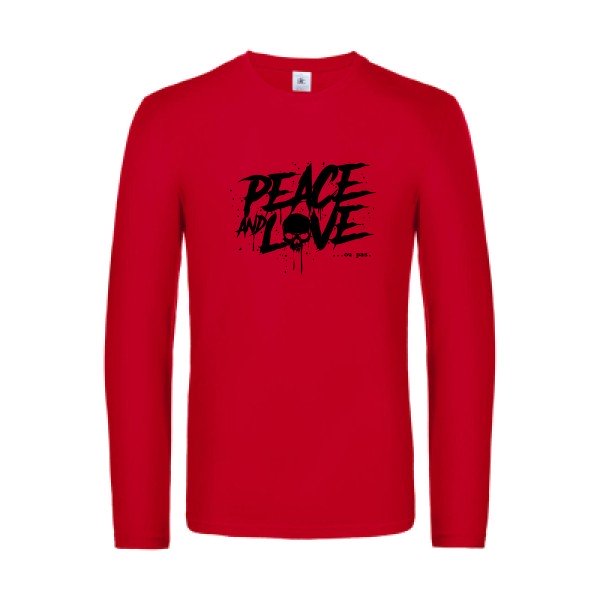 peace or no peace - t shirt- manches- longues- original- humour- Red impression Face