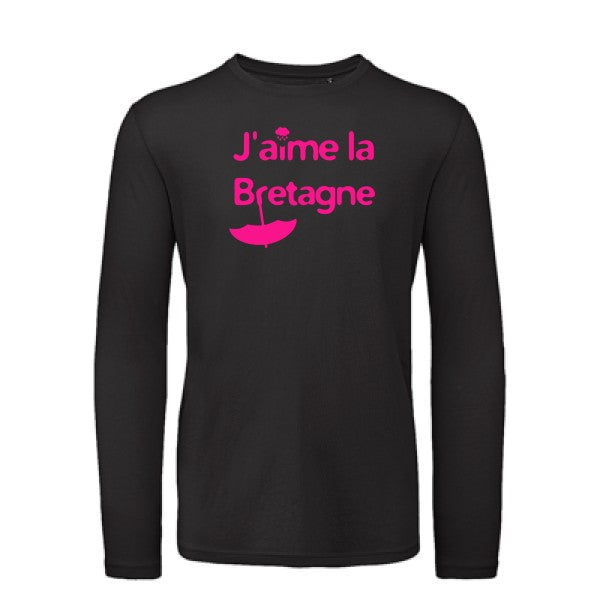 J'aime la Bretagne Rose Fluo |T-shirt bio manches longues