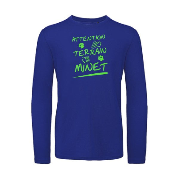 Attention Terrain Minet Vert fluo |T-shirt bio manches longues