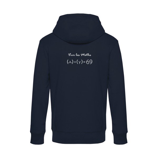 Vive-les-maths sweat shirt original Navy Blue flex Blanc impression Dos