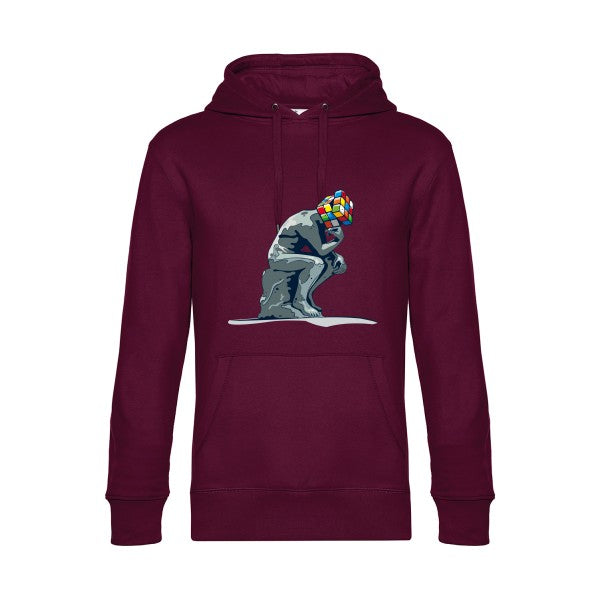 Reflexion-en-cours.- Sweat à capuche original Burgundy - RueDuTeeshirt