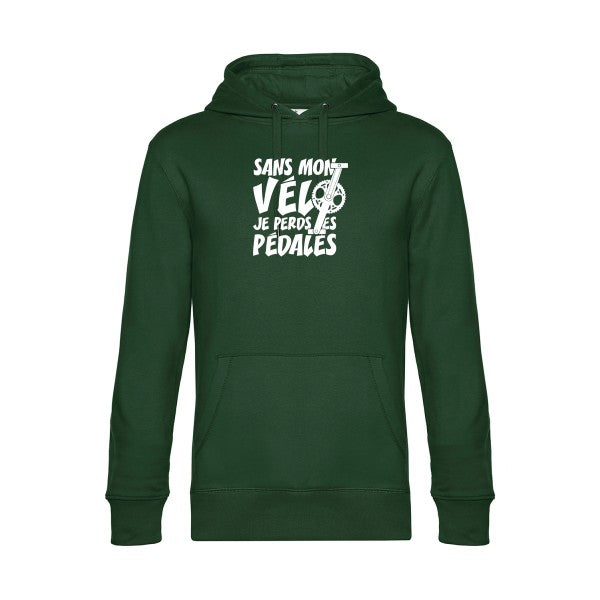 Sans-mon-velo-je-perds-les-pedales sweat shirt original Bottle Green flex Blanc impression Face