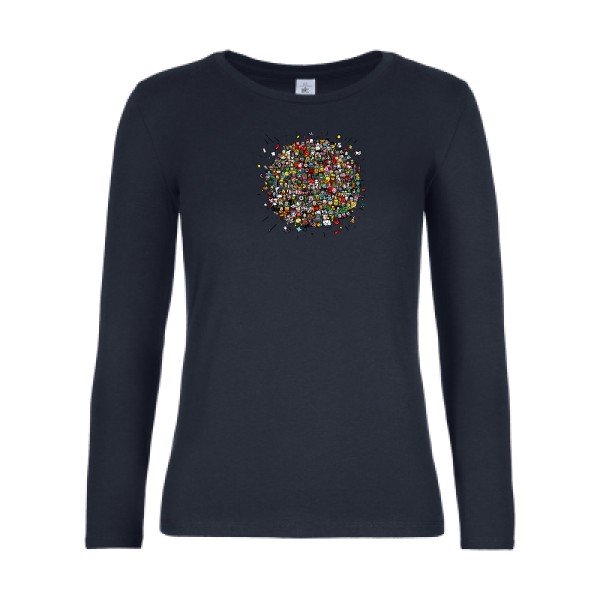 t-shirt lsl femme Planete-Pop-Culture-  Navy flex 