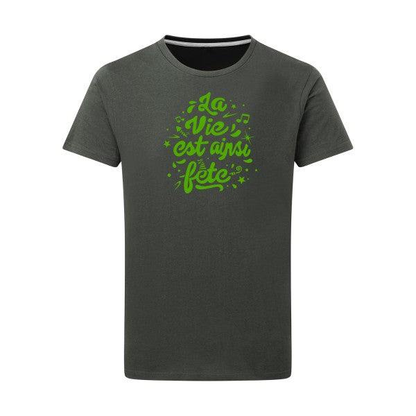 La vie est ainsi fête - Flex Vert pomme Tshirt original Charcoal  5XL