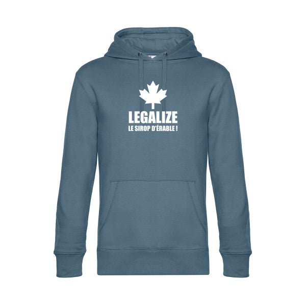 Legalize-le-sirop-d-erable sweat shirt original nordic blue flex Blanc impression Face