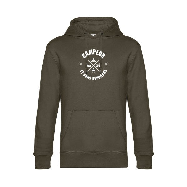 CAMPEUR... sweat shirt original Khaki flex Blanc impression Face