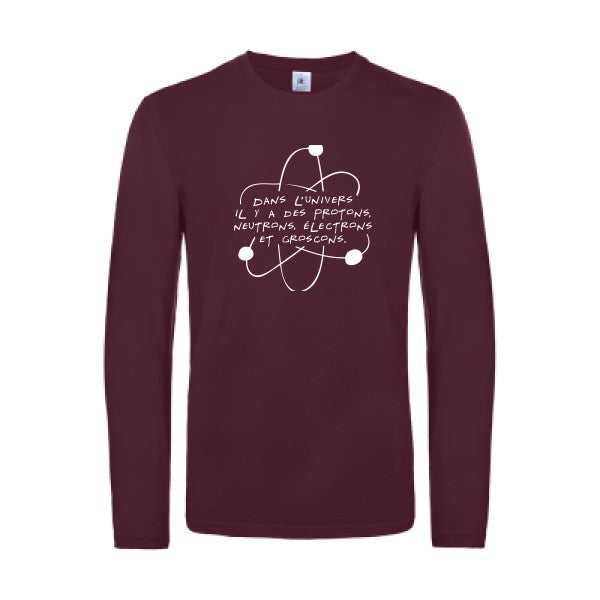l univers - t shirt- manches- longues- original- humour- Burgundy impression Face