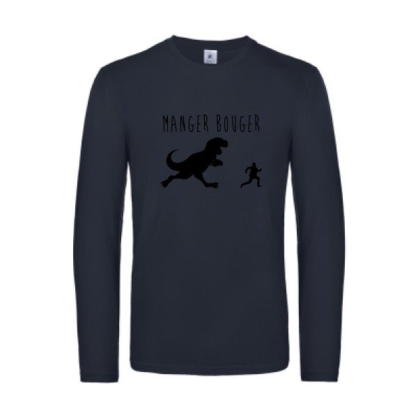 manger bouger - t shirt- manches- longues- original- humour- Navy impression Face