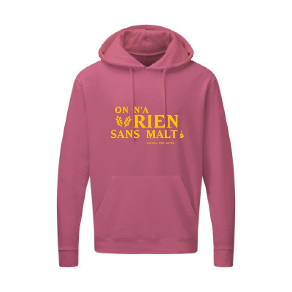 On n'a rien sans malt |Sweat  capuche humoristique jaune Or 