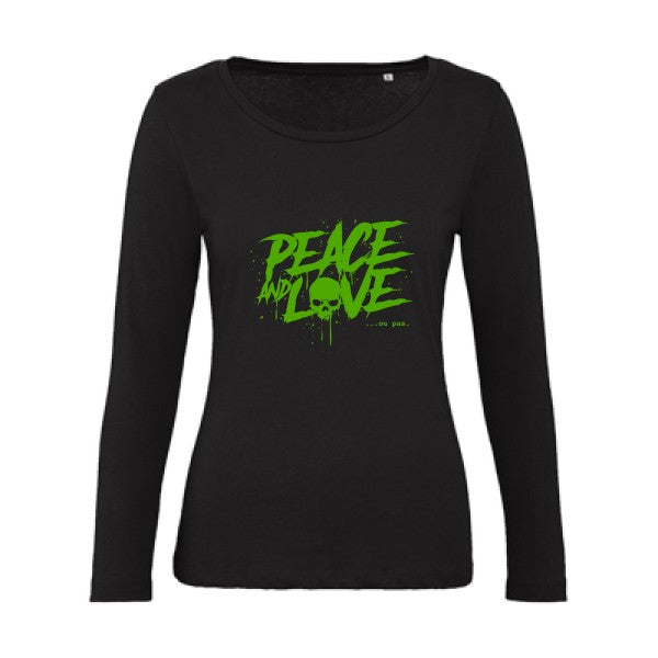 Peace or no peace Vert pomme |   T shirt manches longues femme|100% bio