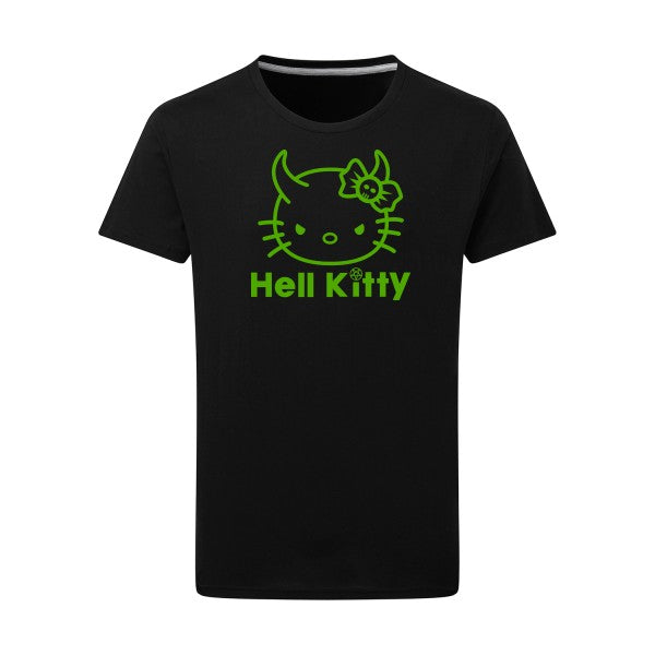 Hell Kitty vert pomme -Flex vert pomme sur T-shirt SG  Dark Black  4XL