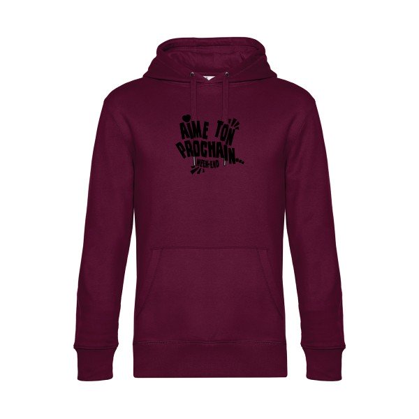 Aime-ton-prochain-! sweat shirt original Burgundy flex Noir impression Face