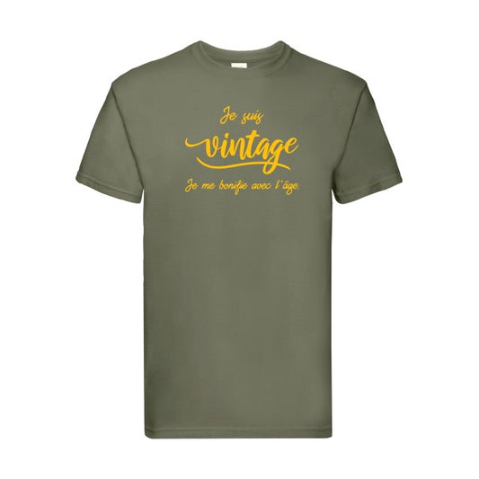 T-shirt|Je suis vintage  |flex jaune Or| Fruit of the loom 205 g 