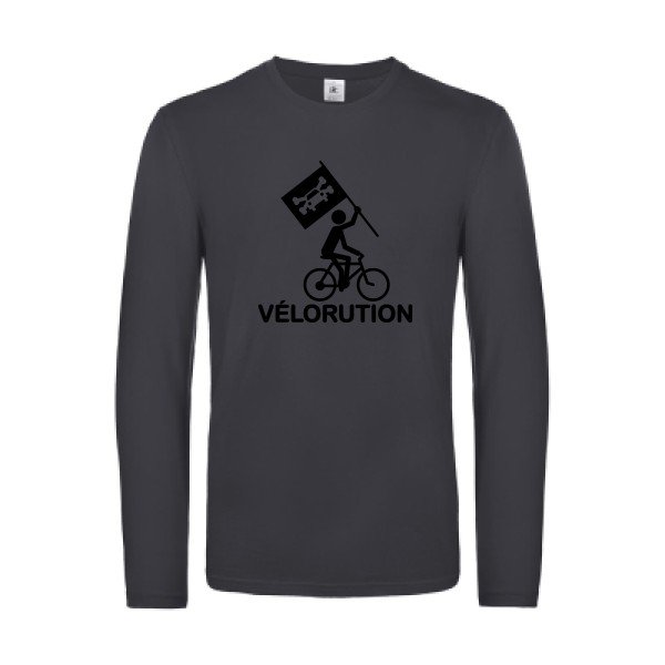 velorution - t shirt- manches- longues- original- humour- Dark Grey impression Face