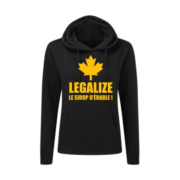 Legalize le sirop d'érable jaune Or |Sweat original à capuche Femme