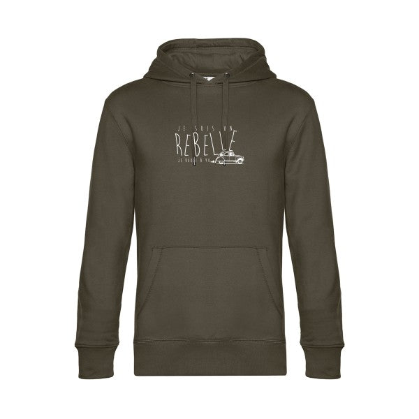 je-suis-un-rebelle sweat shirt original Khaki flex Blanc impression Face