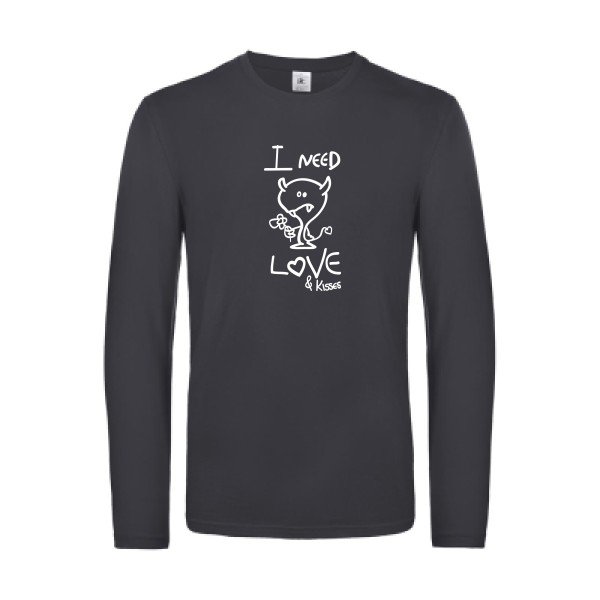 lover - t shirt- manches- longues- original- humour- Dark Grey impression Face