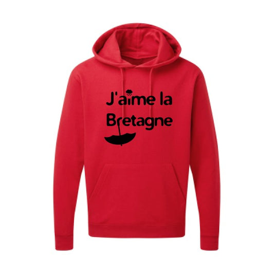 J'aime la Bretagne |Sweat  capuche humoristique noir 