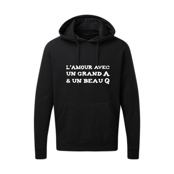 L'Amour avec un grand A et un beau Q |Sweat capuche imprimé|Blanc