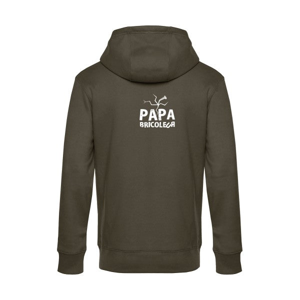 Papa-bricoleur sweat shirt original Khaki flex Blanc impression Dos