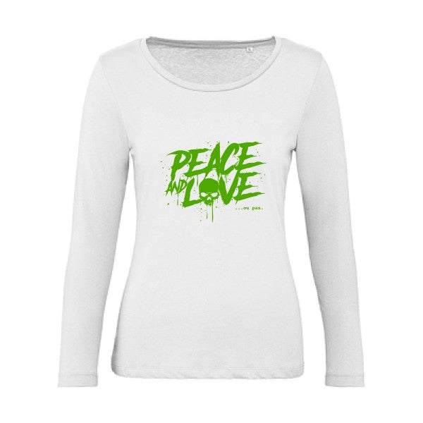 Peace or no peace Vert pomme |   T shirt manches longues femme|100% bio