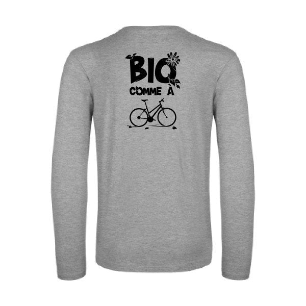 bio comme un velo - t shirt- manches- longues- original- humour- Sport Grey impression Dos