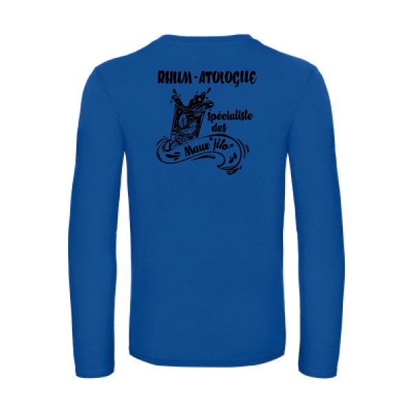 rhum atologue - t shirt- manches- longues- original- humour- Royal Blue impression Dos