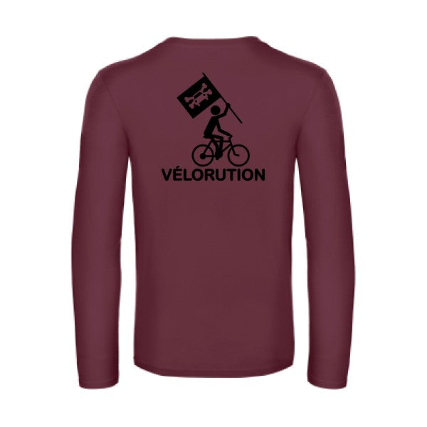 velorution - t shirt- manches- longues- original- humour- Burgundy impression Dos