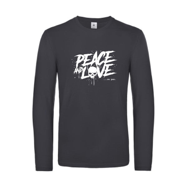 peace or no peace - t shirt- manches- longues- original- humour- Dark Grey impression Face