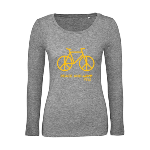 Peace and vÃ©lo jaune Or |   T shirt manches longues femme|100% bio