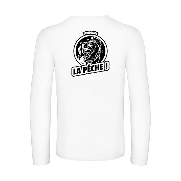 toujours la peche  - t shirt- manches- longues- original- humour- White impression Dos