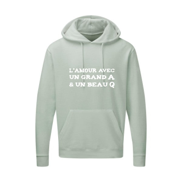 L'Amour avec un grand A et un beau Q |Sweat capuche imprimé|Blanc