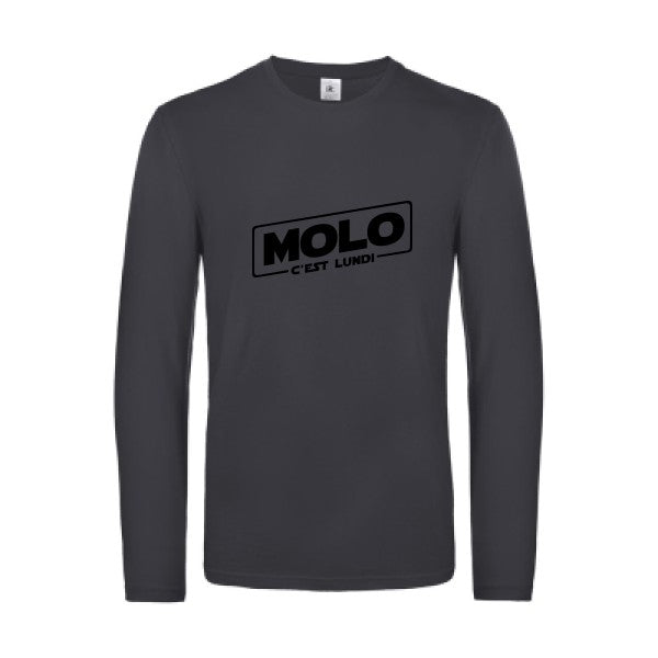 molo c est lundi - t shirt- manches- longues- original- humour- Dark Grey impression Face