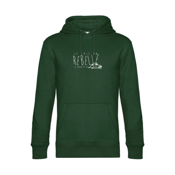 je-suis-un-rebelle sweat shirt original Bottle Green flex Blanc impression Face
