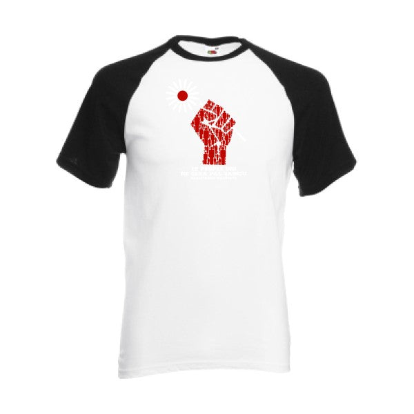 T-shirt fruit of the loom baseball  Resistance Pacifiste  couleur White/Black