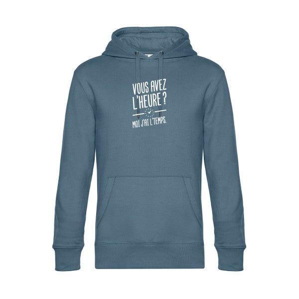 Vous-avez-l-heure?-Moi-j-ai-l-temps. sweat shirt original nordic blue flex Blanc impression Face