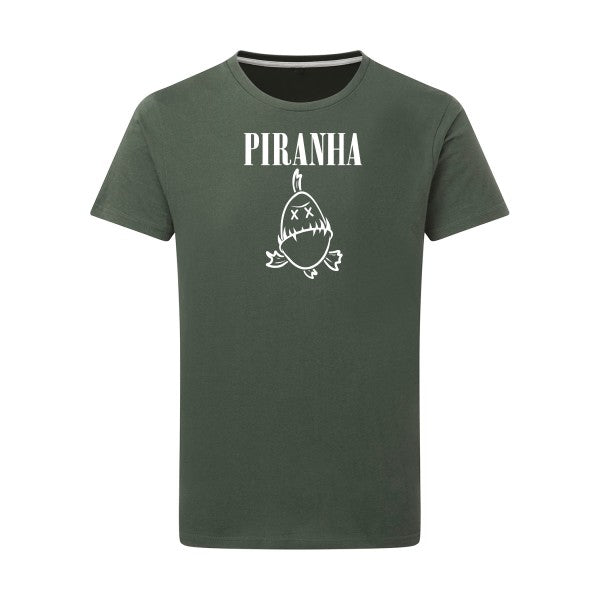 Piranha -Flex Blanc sur T-shirt SG  Thyme  2XL