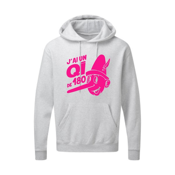 Quotient intellectuel |Sweat  capuche humoristique Rose fluo 