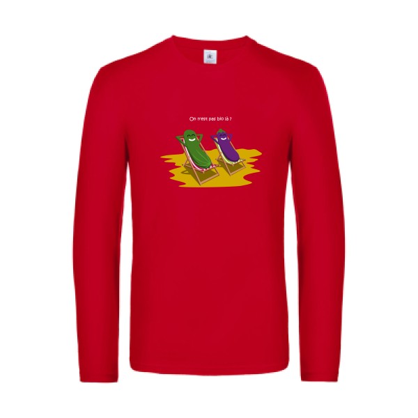on-n-est-pas-bio-la-?-t-shirt-manches-longues-original-humour -Red
