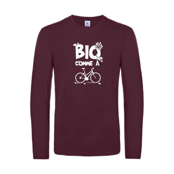 bio comme un velo - t shirt- manches- longues- original- humour- Burgundy impression Face