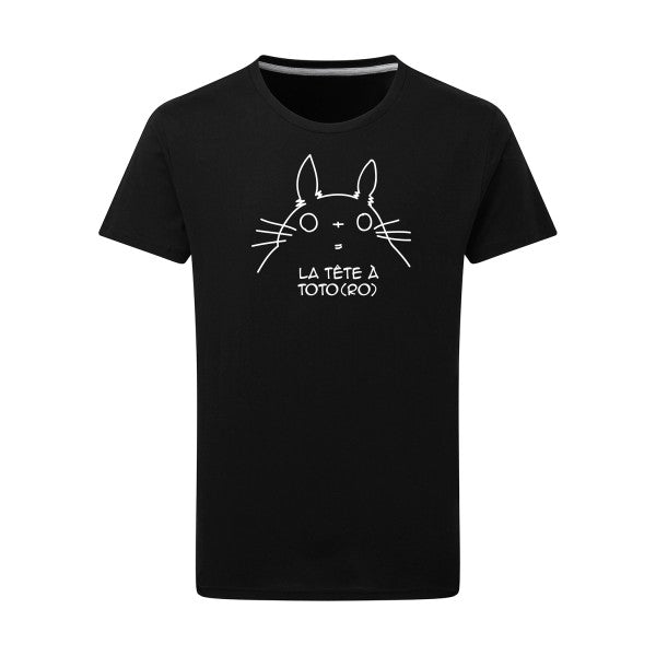 La tête à Toto(ro) -Flex noir sur T-shirt SG  Dark Black  4XL