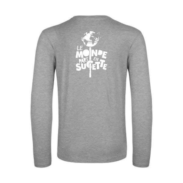 le monde part en sucette - t shirt- manches- longues- original- humour- Sport Grey impression Dos