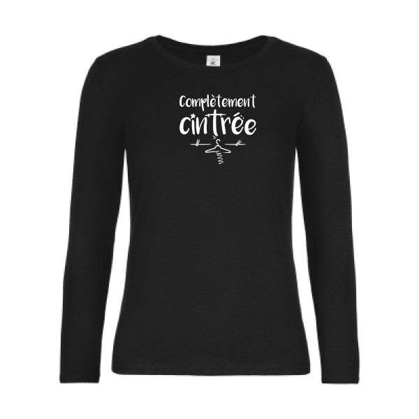 t-shirt lsl femme Completement-cintre Black flex blanc