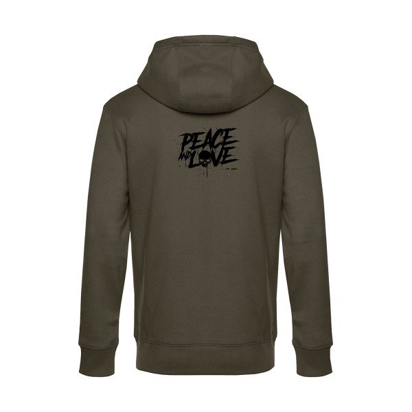 Peace-or-no-peace sweat shirt original Khaki flex Noir impression Dos